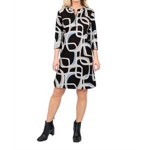 NEW SCAPA three quarter sleeve dress in black multi